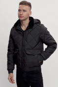 Оптом Куртка классическая стеганная мужская черного цвета 2303Ch в Казани, фото 13