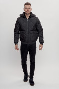Оптом Куртка классическая стеганная мужская черного цвета 2303Ch в Казани, фото 4