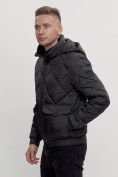 Оптом Куртка классическая стеганная мужская черного цвета 2303Ch в Казани, фото 7