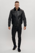 Оптом Классическая куртка из экокожи мужская черного цвета 2386Ch, фото 14