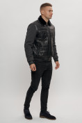 Оптом Классическая куртка из экокожи мужская черного цвета 2386Ch, фото 8