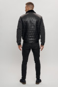 Оптом Классическая куртка из экокожи мужская черного цвета 2386Ch в Казани, фото 9