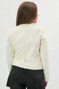 Оптом Короткая кожаная куртка женская белого цвета 245Bl в Екатеринбурге, фото 11