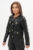 Оптом Короткая кожаная куртка женская черного цвета 245Ch в Казани, фото 16