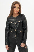 Оптом Короткая кожаная куртка женская черного цвета 245Ch в Екатеринбурге, фото 18