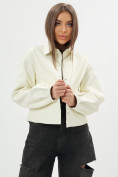 Оптом Короткая кожаная куртка женская белого цвета 246Bl в Екатеринбурге, фото 6