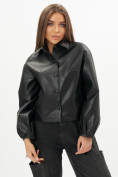 Оптом Короткая кожаная куртка женская черного цвета 246Ch в Казани