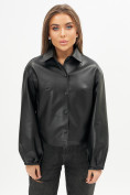 Оптом Короткая кожаная куртка женская черного цвета 246Ch в Казани, фото 12