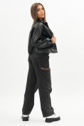 Оптом Короткая кожаная куртка женская черного цвета 246Ch в Екатеринбурге, фото 5