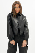 Оптом Короткая кожаная куртка женская черного цвета 246Ch в Казани, фото 6