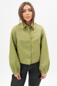 Оптом Короткая кожаная куртка женская зеленого цвета 246Z в Казани, фото 11
