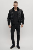 Оптом Классическая куртка кожанные мужская черного цвета 2499Ch в Екатеринбурге, фото 2
