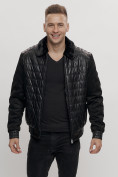 Оптом Классическая куртка кожанные мужская черного цвета 2499Ch в Екатеринбурге