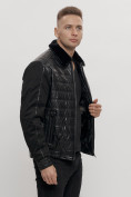 Оптом Классическая куртка кожанные мужская черного цвета 2499Ch в Казани, фото 7