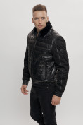 Оптом Классическая куртка кожанные мужская черного цвета 2499Ch в Казани, фото 11