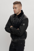 Оптом Классическая куртка кожанные мужская черного цвета 2499Ch в Екатеринбурге, фото 13