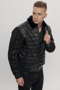 Оптом Классическая куртка кожанные мужская черного цвета 2499Ch в Екатеринбурге, фото 17