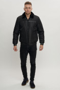 Оптом Куртка классическая с мехом мужская черного цвета 2917Ch в Екатеринбурге