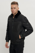 Оптом Куртка классическая с мехом мужская черного цвета 2917Ch в Казани, фото 8