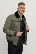 Оптом Куртка классическая с мехом мужская цвета хаки 2917Kh в Екатеринбурге, фото 10