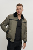 Оптом Куртка классическая с мехом мужская цвета хаки 2917Kh в Екатеринбурге, фото 11