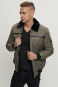Оптом Куртка классическая с мехом мужская цвета хаки 2917Kh в Казани, фото 9