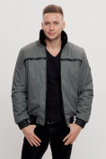 Оптом Куртка классическая с мехом мужская серого цвета 2917Sr в Казани, фото 5