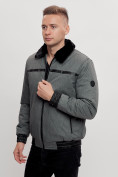 Оптом Куртка классическая с мехом мужская серого цвета 2917Sr в Казани, фото 9