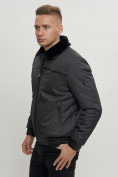 Оптом Куртка классическая с мехом мужская темно-серого цвета 2917TC в Екатеринбурге, фото 10