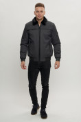 Оптом Куртка классическая с мехом мужская темно-серого цвета 2917TC в Екатеринбурге
