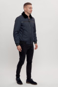 Оптом Куртка классическая с мехом мужская темно-синего цвета 2917TS в Казани, фото 2