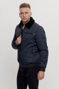Оптом Куртка классическая с мехом мужская темно-синего цвета 2917TS в Казани, фото 4