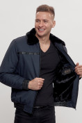 Оптом Куртка классическая с мехом мужская темно-синего цвета 2917TS в Екатеринбурге, фото 7