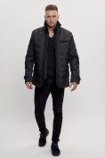 Оптом Куртка классическая с мехом мужская черного цвета 2965Ch в Казани, фото 2