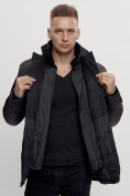 Оптом Куртка классическая с мехом мужская черного цвета 2965Ch в Казани, фото 6