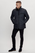 Оптом Куртка классическая с мехом мужская темно-синего цвета 2965TS в Екатеринбурге