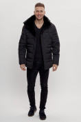 Оптом Куртка классическая с мехом мужская черного цвета 3166Ch в Казани, фото 2