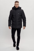 Оптом Куртка классическая с мехом мужская черного цвета 3166Ch в Казани