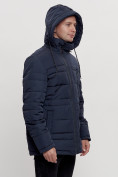 Оптом Куртка классическая с мехом мужская темно-синего цвета 3166TS в Казани, фото 11