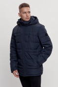 Оптом Куртка классическая с мехом мужская темно-синего цвета 3166TS в Казани, фото 8