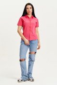 Оптом Спортивная футболка поло женская розового цвета 33412R в Казани, фото 8