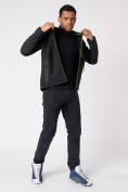 Оптом Ветровка softshell мужская с капюшоном черного цвета 3472Ch в Казани, фото 4