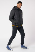 Оптом Куртка со съемными рукавами мужская черного цвета 3500Ch в Казани, фото 5