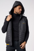 Оптом Куртка со съемными рукавами мужская черного цвета 3500Ch в Казани, фото 15