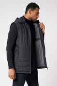 Оптом Куртка со съемными рукавами мужская черного цвета 3503Ch в Казани, фото 15