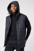 Оптом Куртка со съемными рукавами мужская темно-серого цвета 3503TC в Казани, фото 16