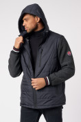 Оптом Куртка со съемными рукавами мужская темно-серого цвета 3503TC в Казани, фото 8
