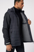 Оптом Куртка со съемными рукавами мужская темно-синего цвета 3503TS в Казани, фото 10