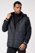 Оптом Куртка со съемными рукавами мужская темно-синего цвета 3503TS в Казани, фото 7