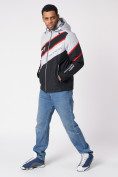 Оптом Куртка спортивная мужская с капюшоном черного цвета 3583Ch в Екатеринбурге, фото 12